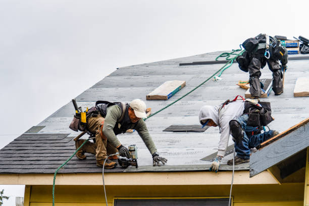 Professional Gutter Installation technician working in Shelburne, VT
